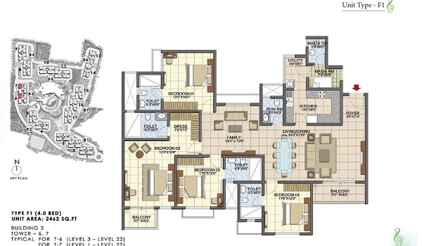 Prestige Raintree Park 4 BHK Apartment Floor Plan