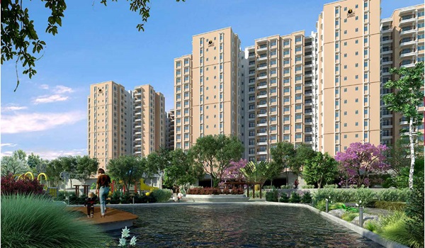 Architectural blueprint and site hoarding for a new upcoming Prestige development