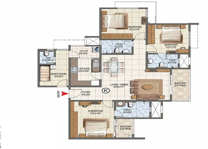 Prestige Augusta Golf Villa 4 BHK Floor Plan